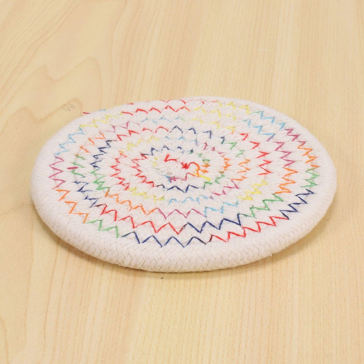 4Pcs Coasters Set, Pure Cotton Rainbow Thread Weave Round Drink Hot Pads Mats Coasters,Insulation Pads,Protect Furniture From Excess Condensation & Scratch