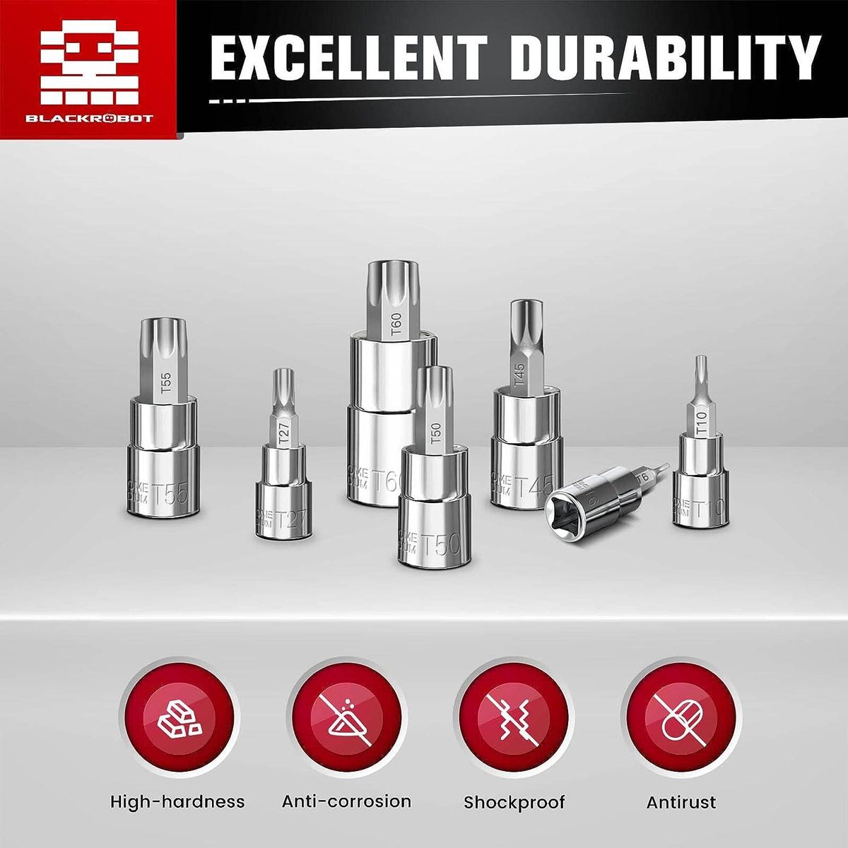 Torx Bit Socket Set, 14-Piece Star T6 - T60 Set, 1/4” 3/8” 1/2” Drive, Premium S2 Alloy Steel Bits, Enhanced Storage Case