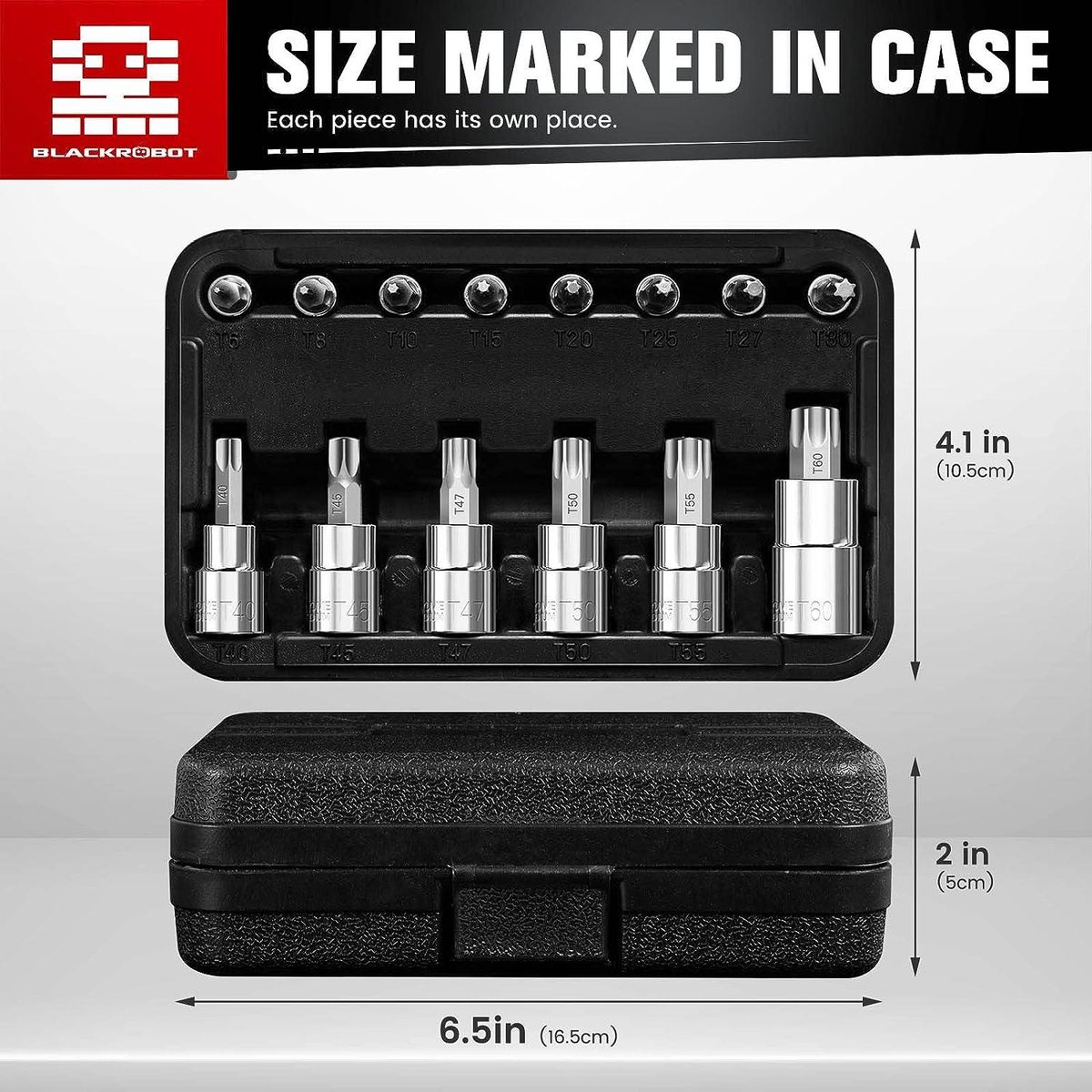 Torx Bit Socket Set, 14-Piece Star T6 - T60 Set, 1/4” 3/8” 1/2” Drive, Premium S2 Alloy Steel Bits, Enhanced Storage Case