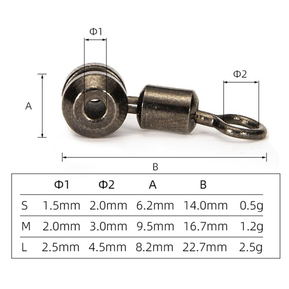10Pcs Fishing Swivels 3-Way Alloy Copper Fishing Connector Rolling Bearing Swivel Hook for Carp Tackle Accessories,Small