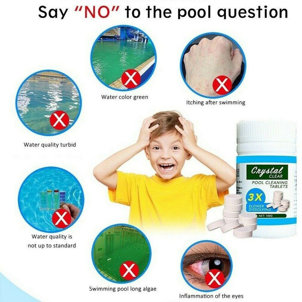 100Pcs 1 Bottle Instant Disinfectant Tablets Sterilizing Effervescent Cleaning Tablet Swimming Pool Cleaner Multi-purpose Multi-Use Tube Tub Cleaning Purifier Multicolor 1 Bottle Pool Cleaning Tablets +1 Pcs 5'' Chemical Disp