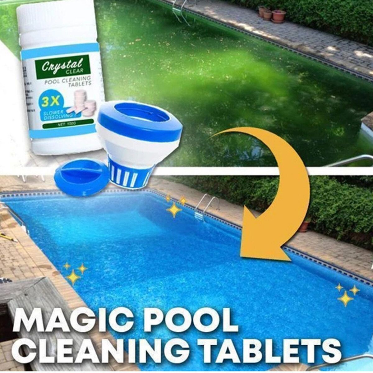 100Pcs 1 Bottle Instant Disinfectant Tablets Sterilizing Effervescent Cleaning Tablet Swimming Pool Cleaner Multi-purpose Multi-Use Tube Tub Cleaning Purifier Multicolor 1 Bottle Pool Cleaning Tablets +1 Pcs 5'' Chemical Disp
