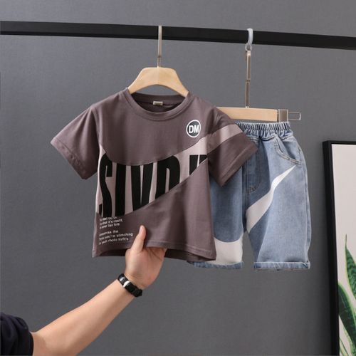 Children's Short-sleeved Suit Boys Baby Summer Small Package Short-sleeved T-shirt