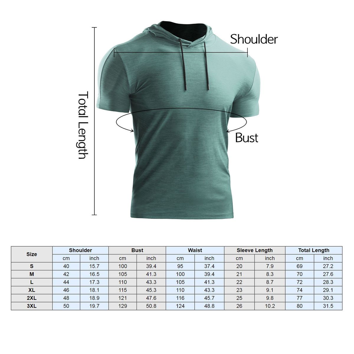 3PCS Men Summer Sports T-Shirt Solid Color Hooded Short