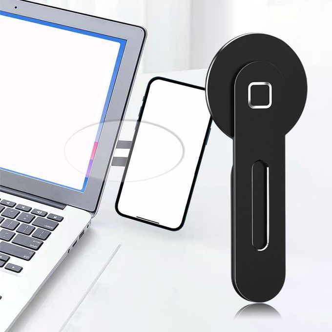 Adjustable Laptop Stand Magnetic Clip On Tablet Phone Holder Black