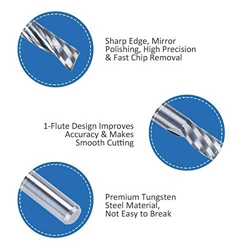 HQMaster CNC Router Bit 10 Pack 18 Shank Spiral Upcut Router