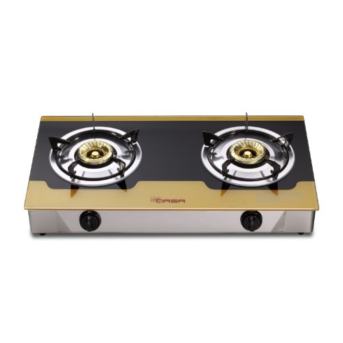 Golden Twin Top Glass Gas Cooker - Qgc-2bg Kin