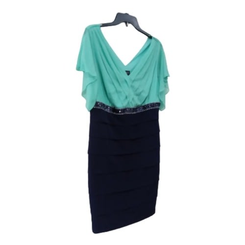 Women's Short Dress - Teal Green And Navy Blue
