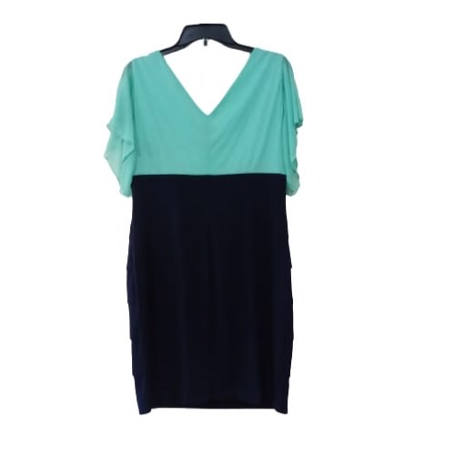 Women's Short Dress - Teal Green And Navy Blue
