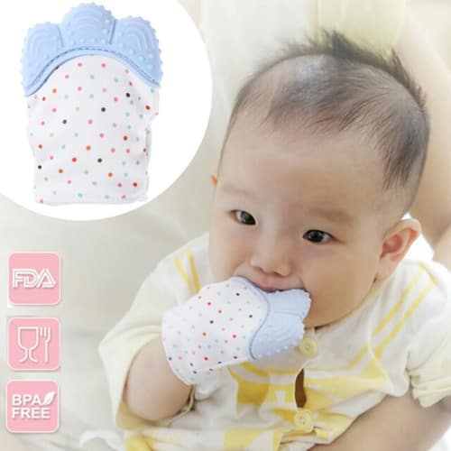 Baby Silicon Teether Pacifier Glove - Blue