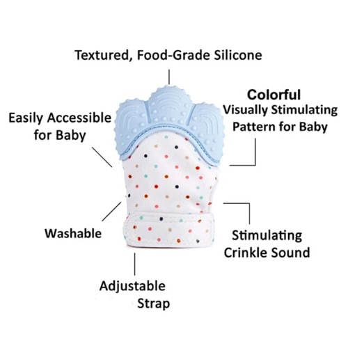 Baby Silicon Teether Pacifier Glove - Blue