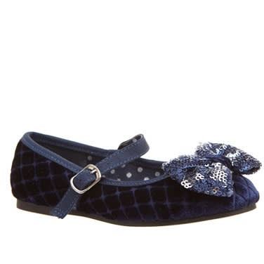 Younger Girls Velvet Ballerina Shoes