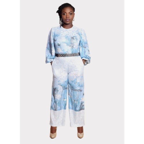 Artistic Print Lace Jumpsuit