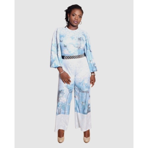 Artistic Print Lace Jumpsuit