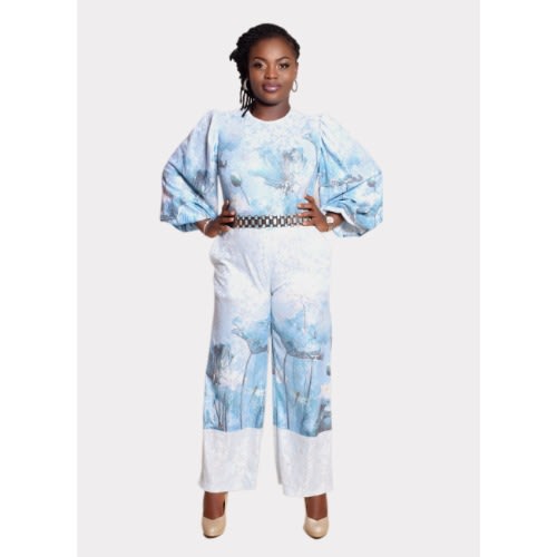 Artistic Print Lace Jumpsuit