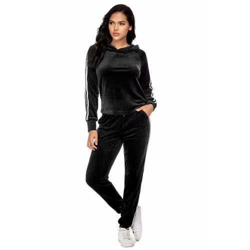 Velour Two Stripe Loungewear Set