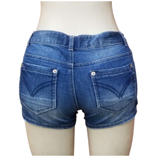 Ladies Stretchy Denim Bumshort- Blue