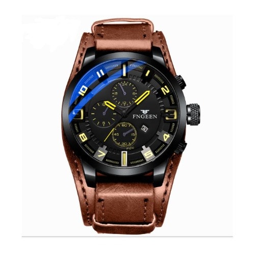 Unisex Leather Wrist Watch - Brown