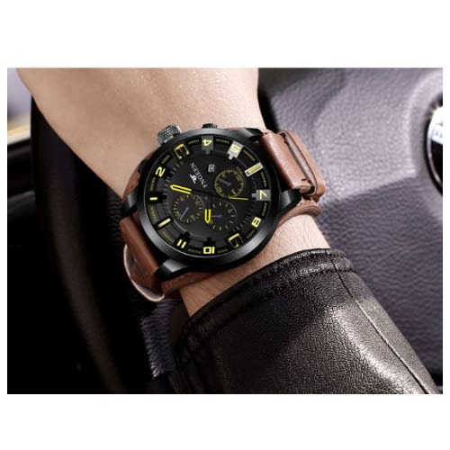 Unisex Leather Wrist Watch - Brown