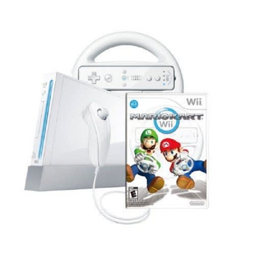 Console With Mario Kart + Wheel Wii Bundle - White