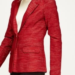 Metallic Insert Lapel Blazer - Red