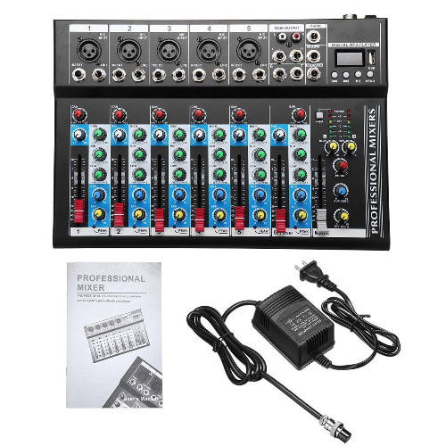 Professional 7 Channel Line Bluetooth Live Mixing Studio Audio Sound Mixer Console Usb