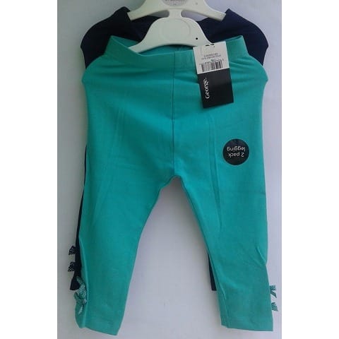 2 Pack Assorted Leggings - Green & Navy Blue