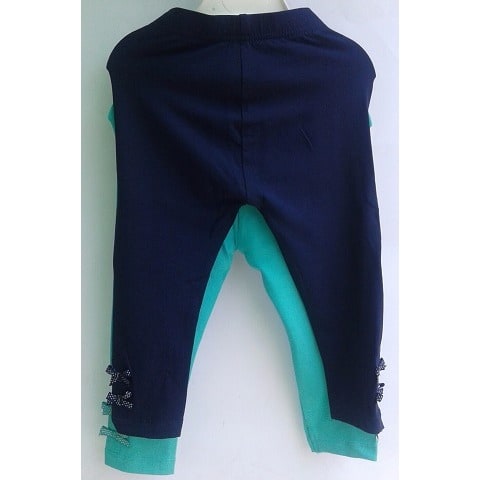 2 Pack Assorted Leggings - Green & Navy Blue