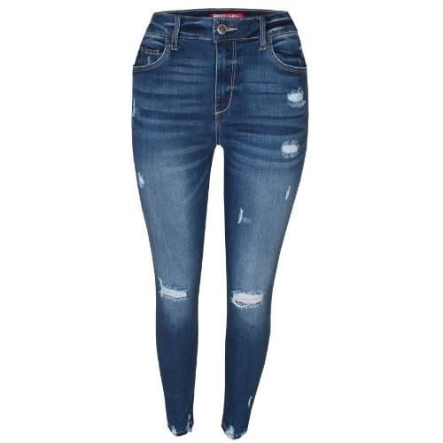 Womens Ripped 90134 Medium Blue  Skinny Jeans