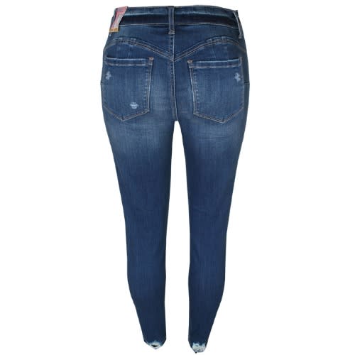 Womens Ripped 90134 Medium Blue  Skinny Jeans