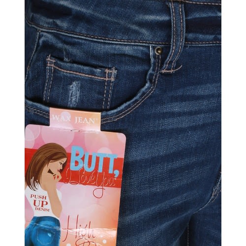 Womens Ripped 90134 Medium Blue  Skinny Jeans