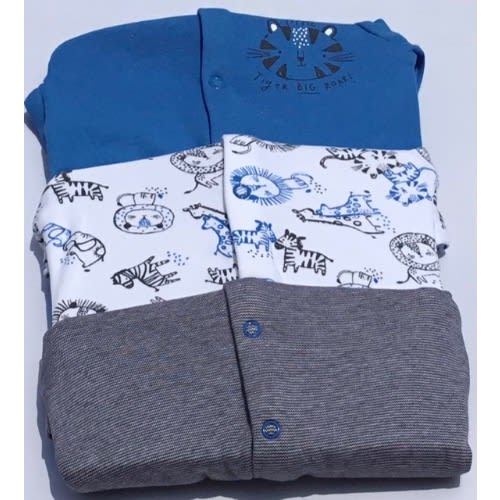 Zebra Colored Popper Sleepsuit - 3pcs