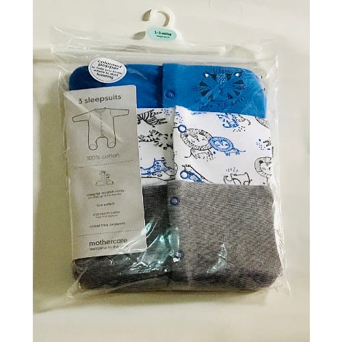 Zebra Colored Popper Sleepsuit - 3pcs