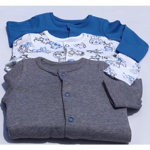 Zebra Colored Popper Sleepsuit - 3pcs