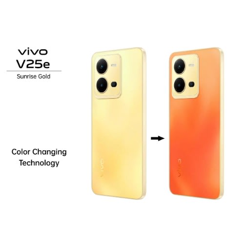 V25e -6.44" -8GB RAM -128GB ROM - Android 12 (64/2/2)mp + 32mp - 4g - Dual Sim -4500mAh -Sunrise Gold