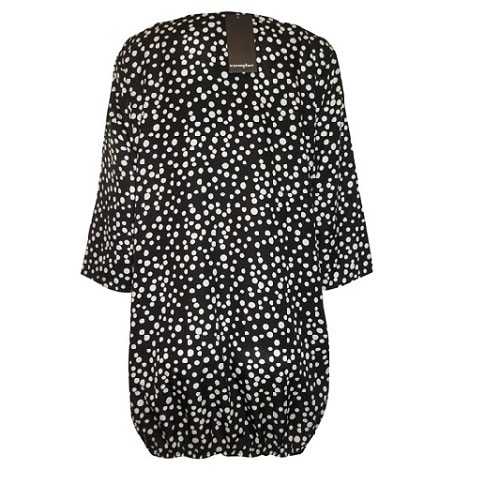 Eaonplus Black Spot Print Half Sleeve Tunic