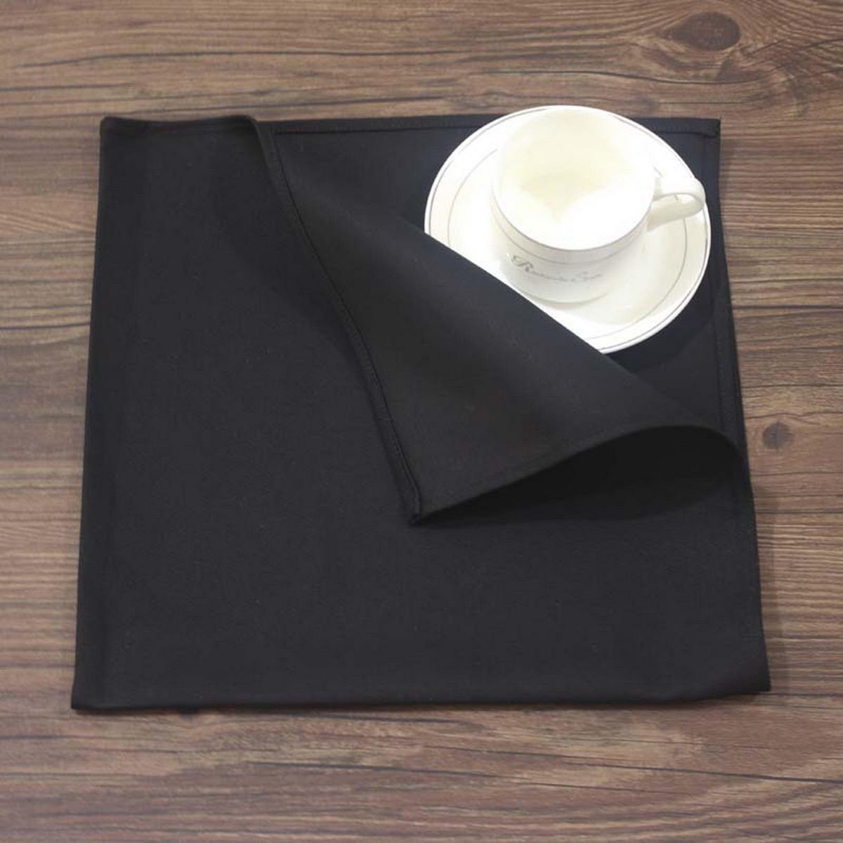 6Pcs Dinner Napkins Square Design Lunch Napkins Black