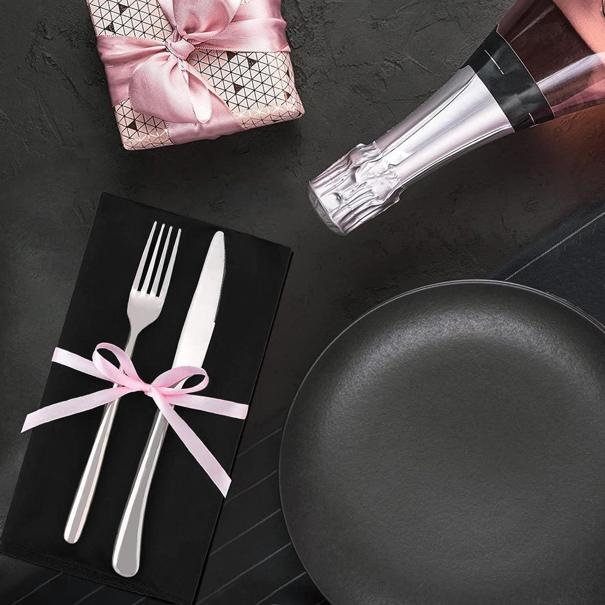 6Pcs Dinner Napkins Square Design Lunch Napkins Black