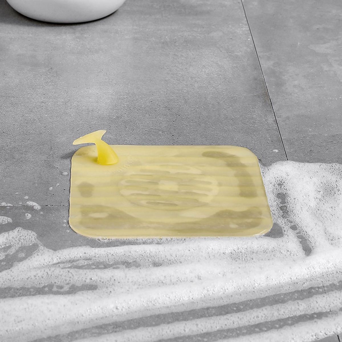 Tap Rinseable Drain Cover Whale Tail Shower Drain Cover Rubber Floor Yellow