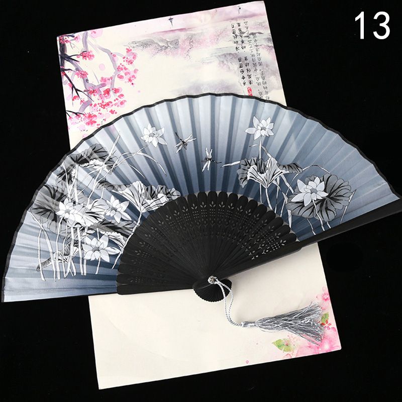 Cloth Fans Vintage Fans Ancient Chinese Art Retro Japanese Crafts Bamboo Fan Printed Fan Dance Hand Decoration Style Folding