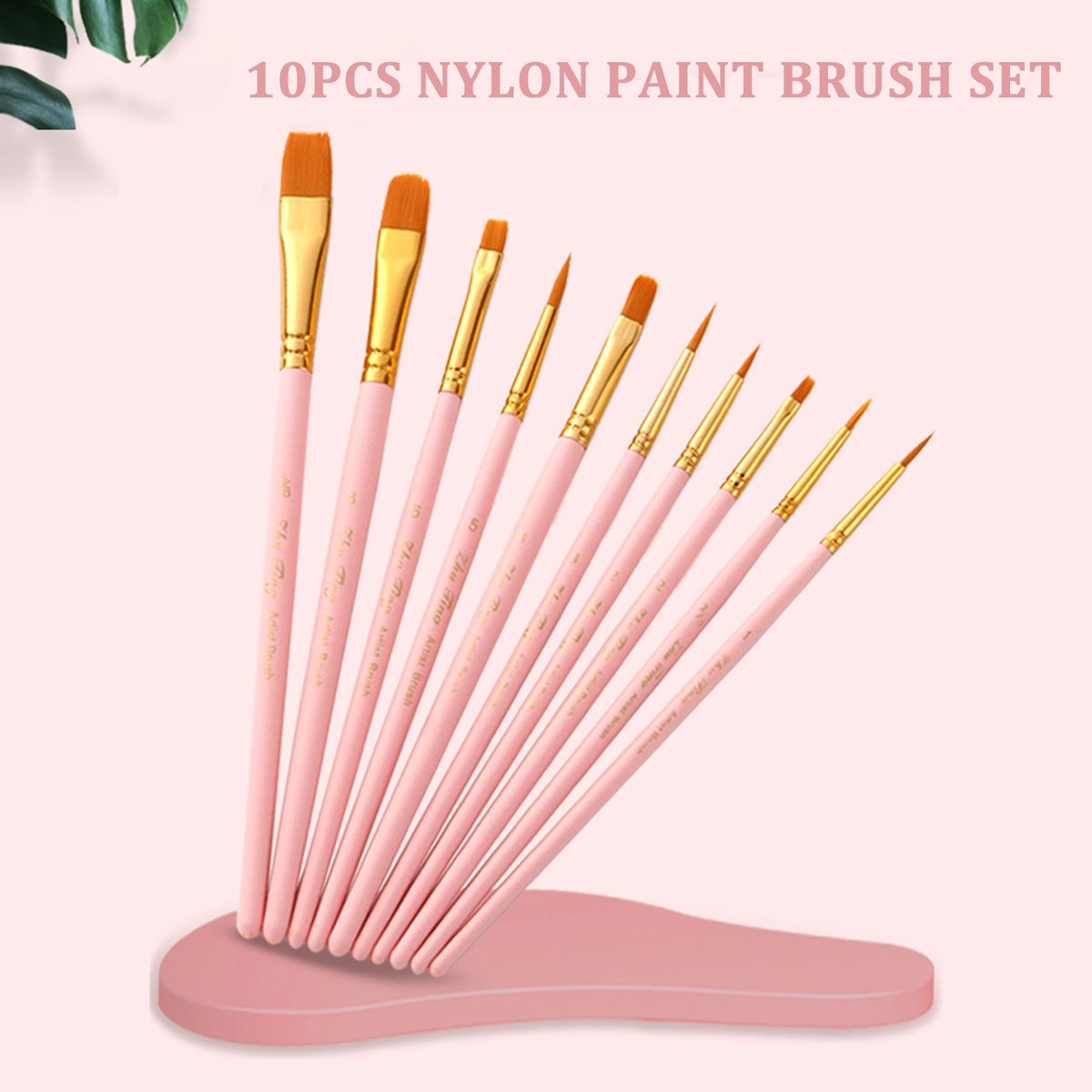10pcs Nylon Hair Paint Brush Set Face Nail Art Round Pointed