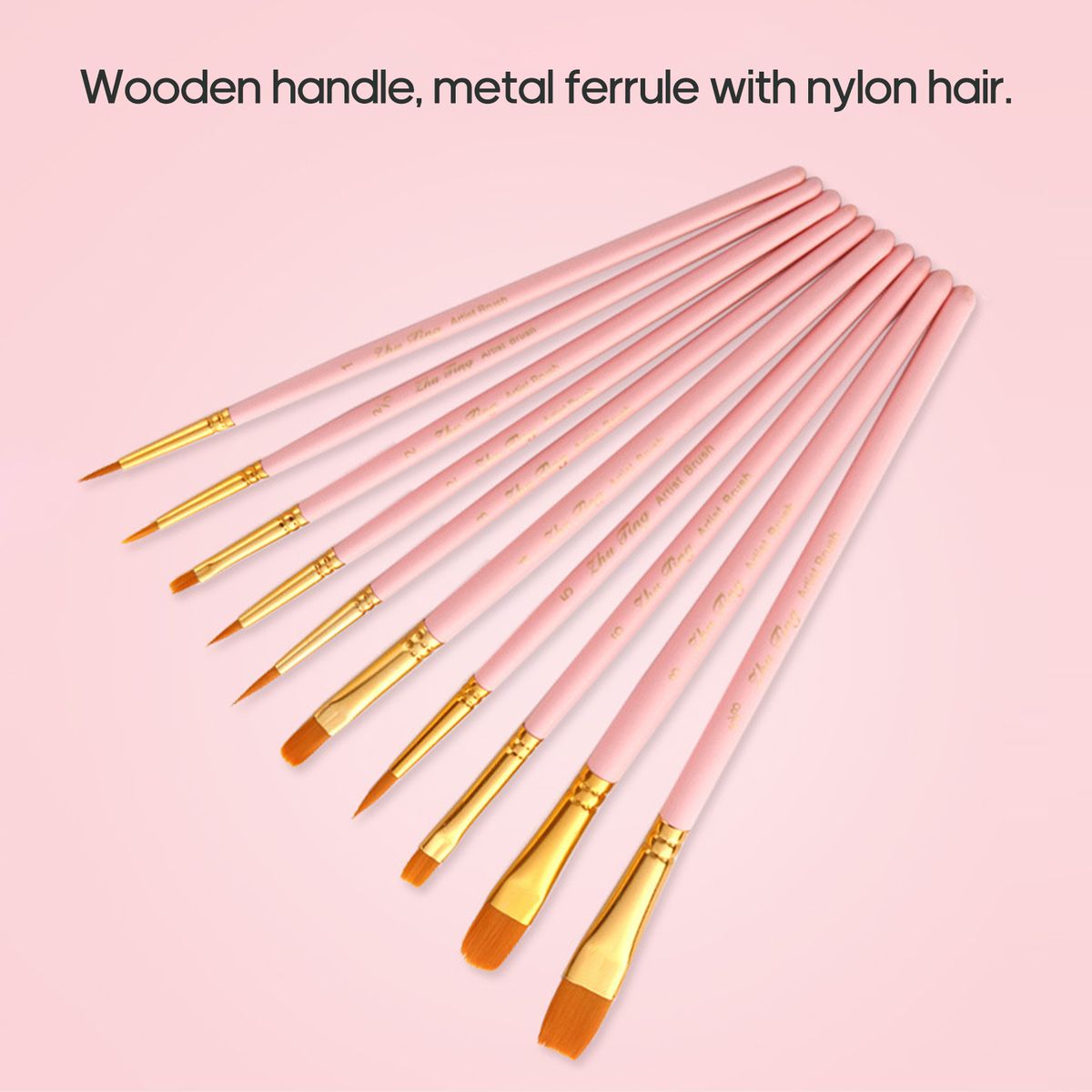 10pcs Nylon Hair Paint Brush Set Face Nail Art Round Pointed