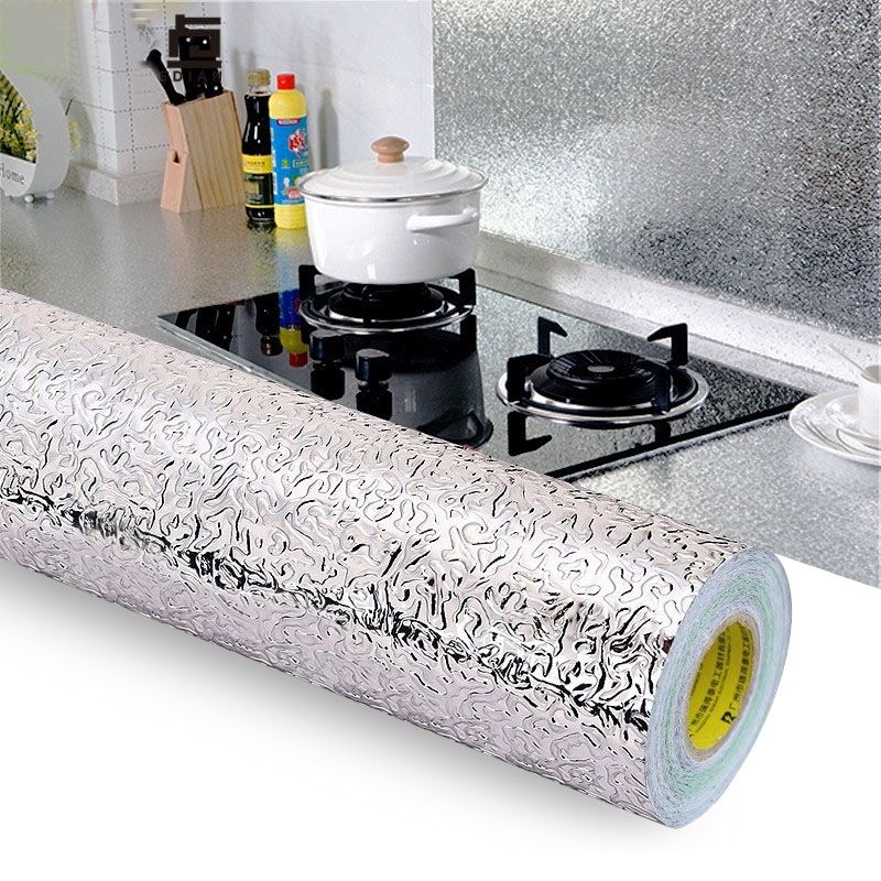 Kitchen Wall Stove Aluminum Foil Oil-proof Stickers Anti-fouling High-temperature Self-adhesive Croppable Wallpaper Wall Sticker, Size:60cmx5m(Frosted Tinfoil)