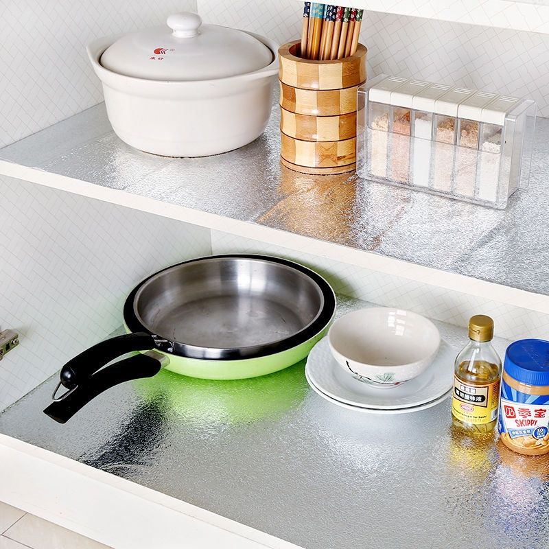 Kitchen Wall Stove Aluminum Foil Oil-proof Stickers Anti-fouling High-temperature Self-adhesive Croppable Wallpaper Wall Sticker, Size:60cmx5m(Frosted Tinfoil)