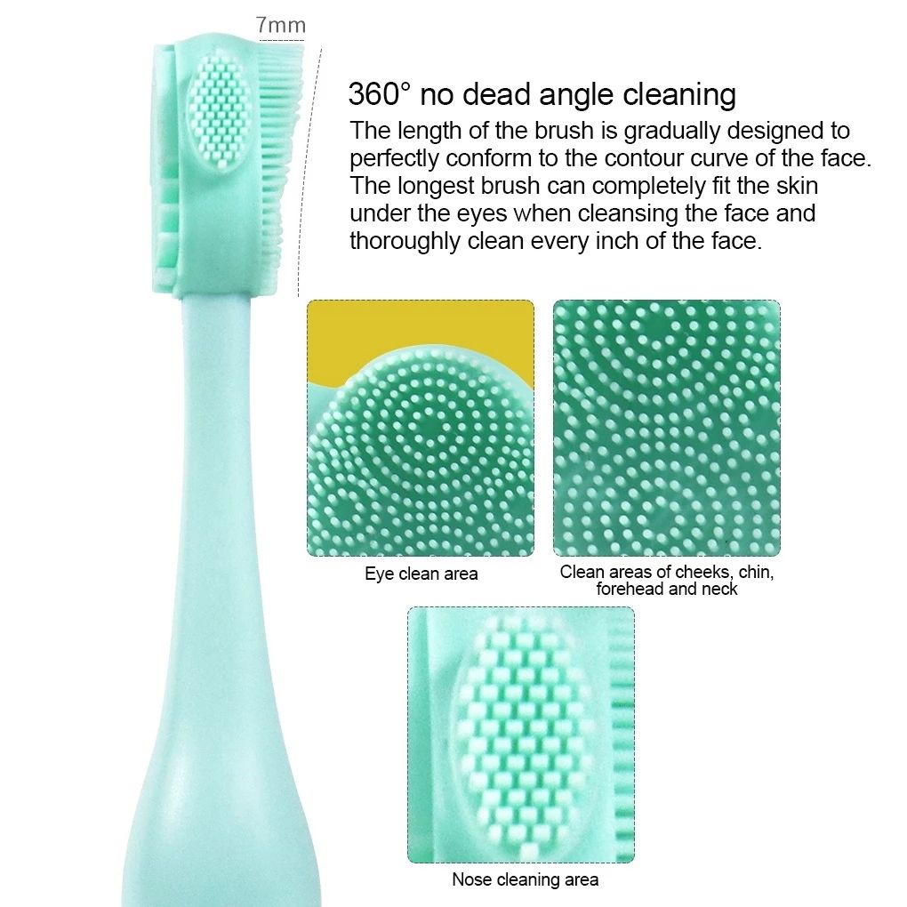 7 PCS Cleansing Brush Pink White Single Head
