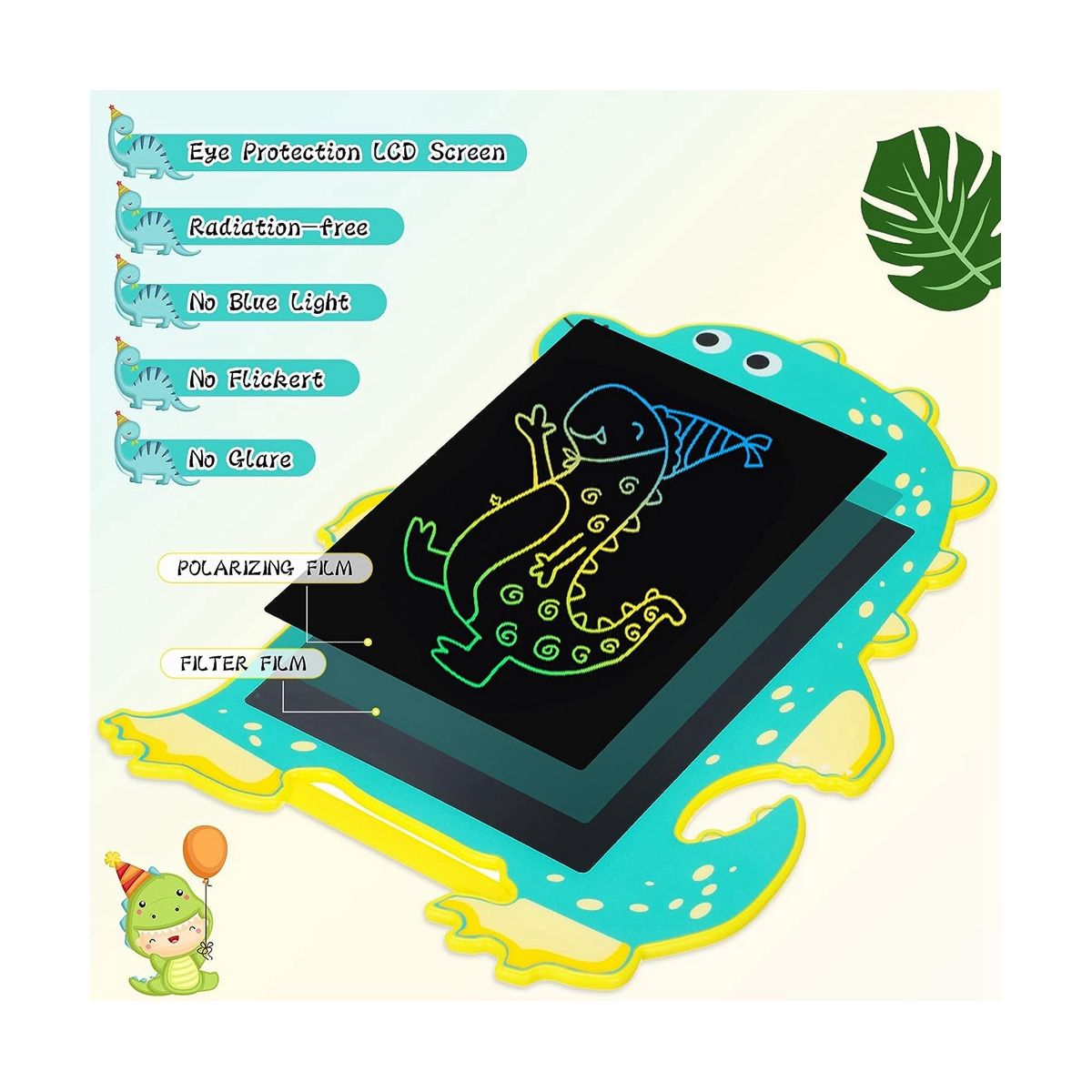 Pink Dinosaur Toy LCD Writing Tablet Pad Children Drawing Tablet