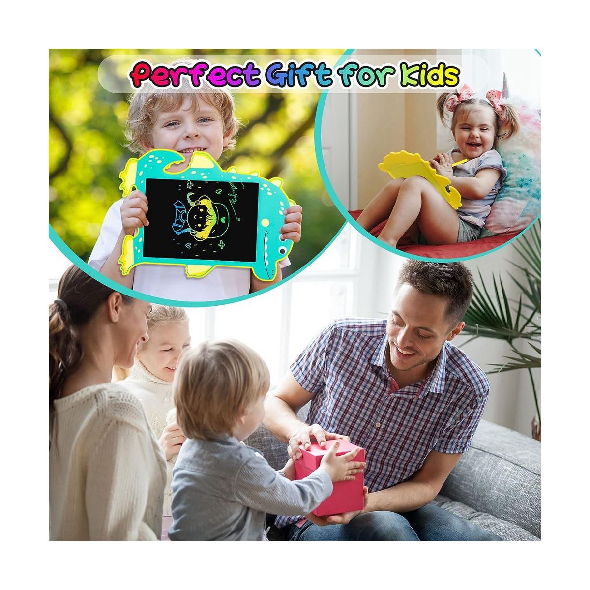 Pink Dinosaur Toy LCD Writing Tablet Pad Children Drawing Tablet