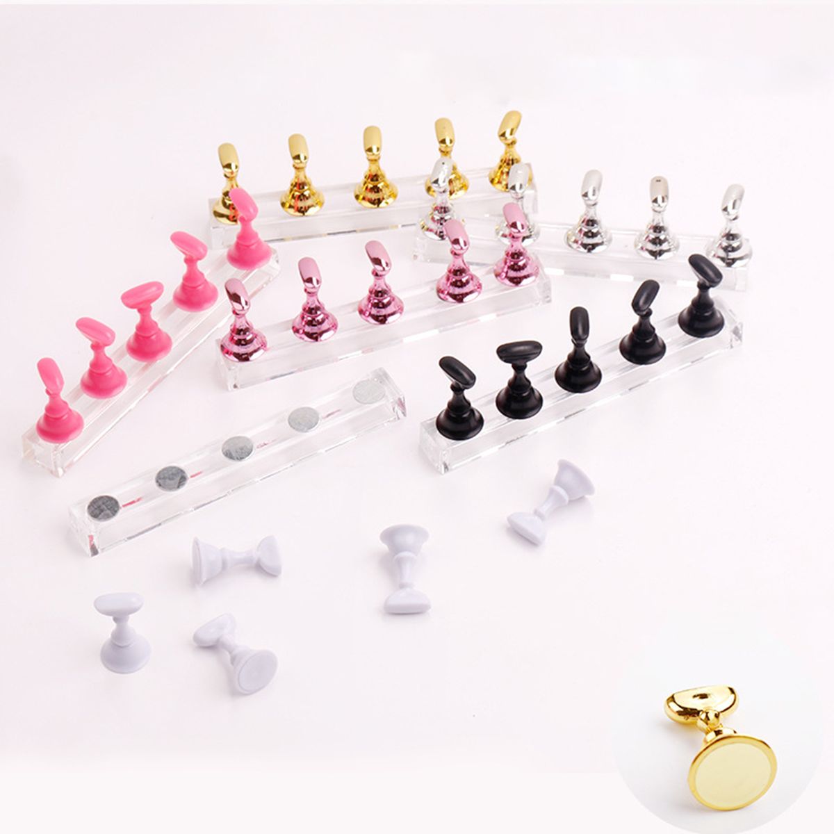Nail Tips Display Stand Checkerboard Chessman-Plating Pink*