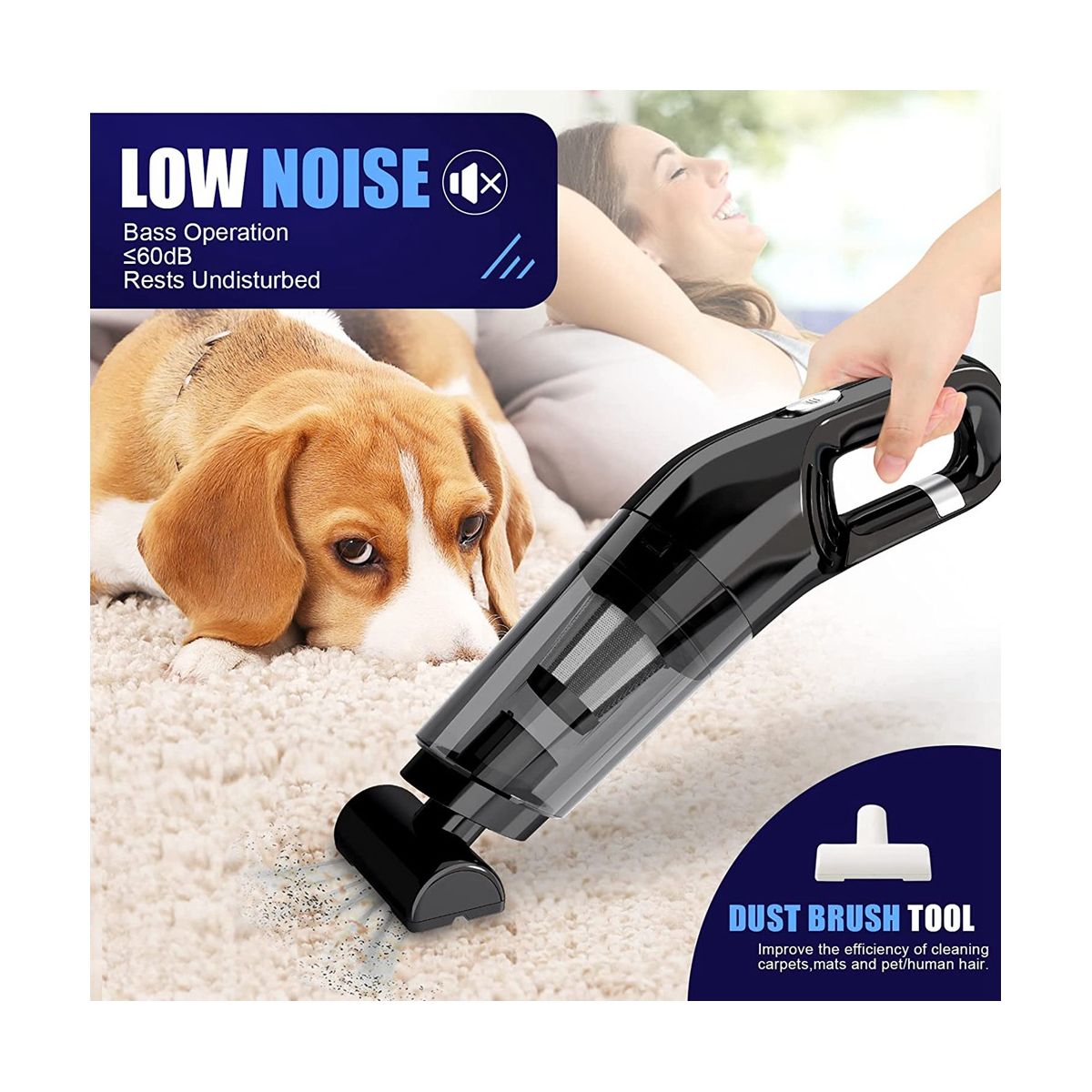 Hand Held Vacuum Cleaner Cordless Portable Handheld Vacuum Rechargeable Small Car Vacuum with 120W High Power