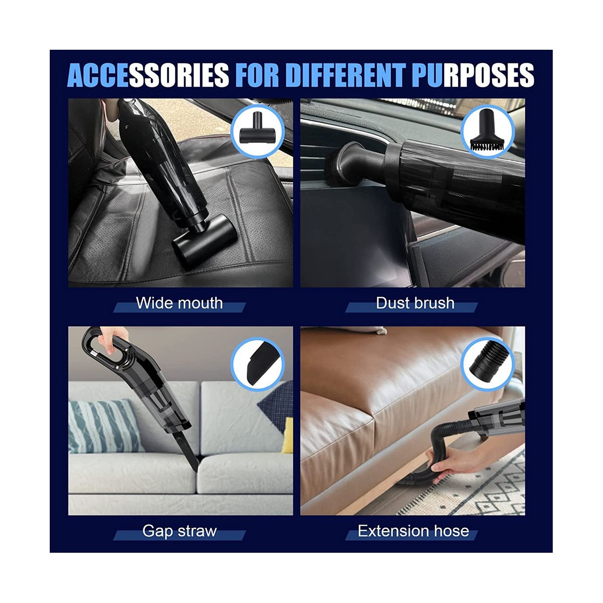 Hand Held Vacuum Cleaner Cordless Portable Handheld Vacuum Rechargeable Small Car Vacuum with 120W High Power